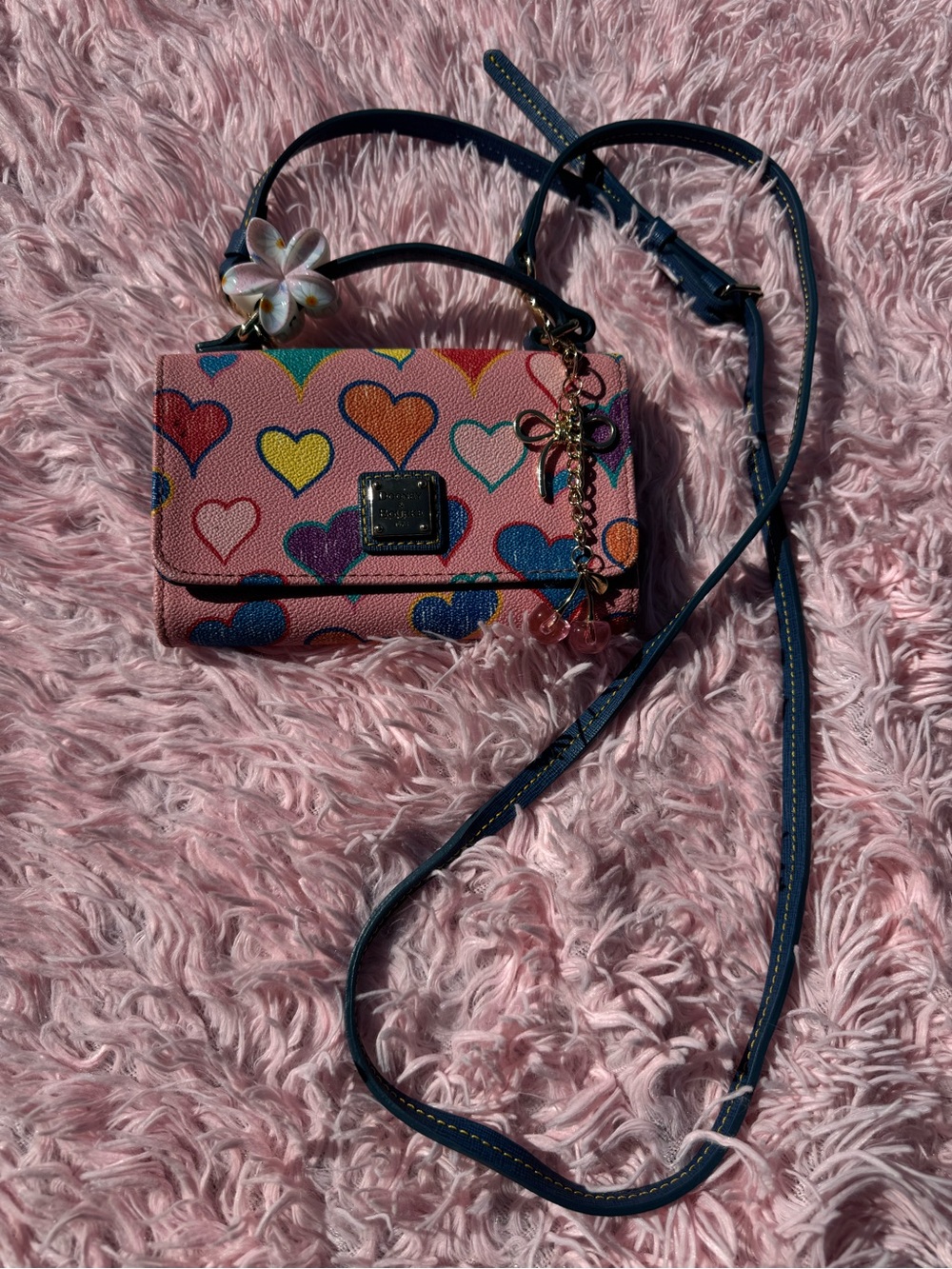 Dooney & Bourke Pink Multicolor Heart Mini Crossbody
